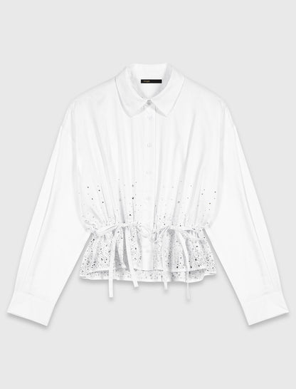 Cotton shirt with rhinestones | Maje