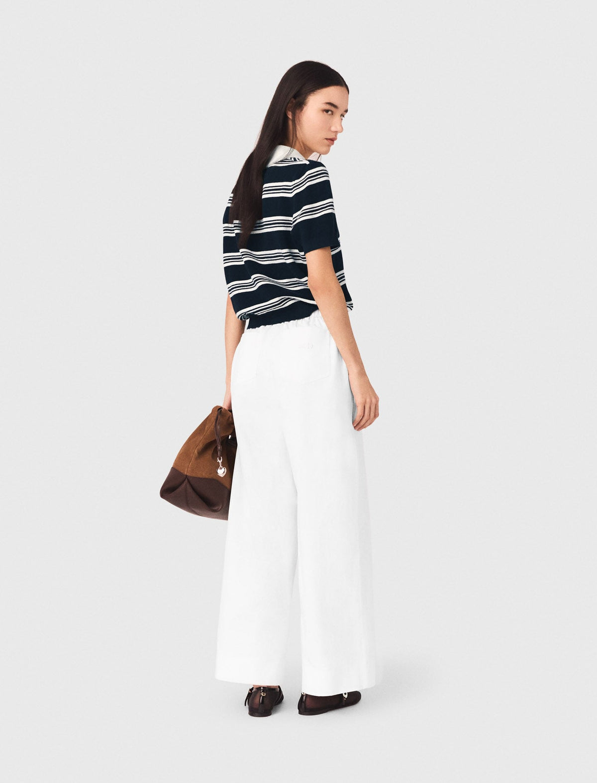 Wide-leg cotton trousers | Maje