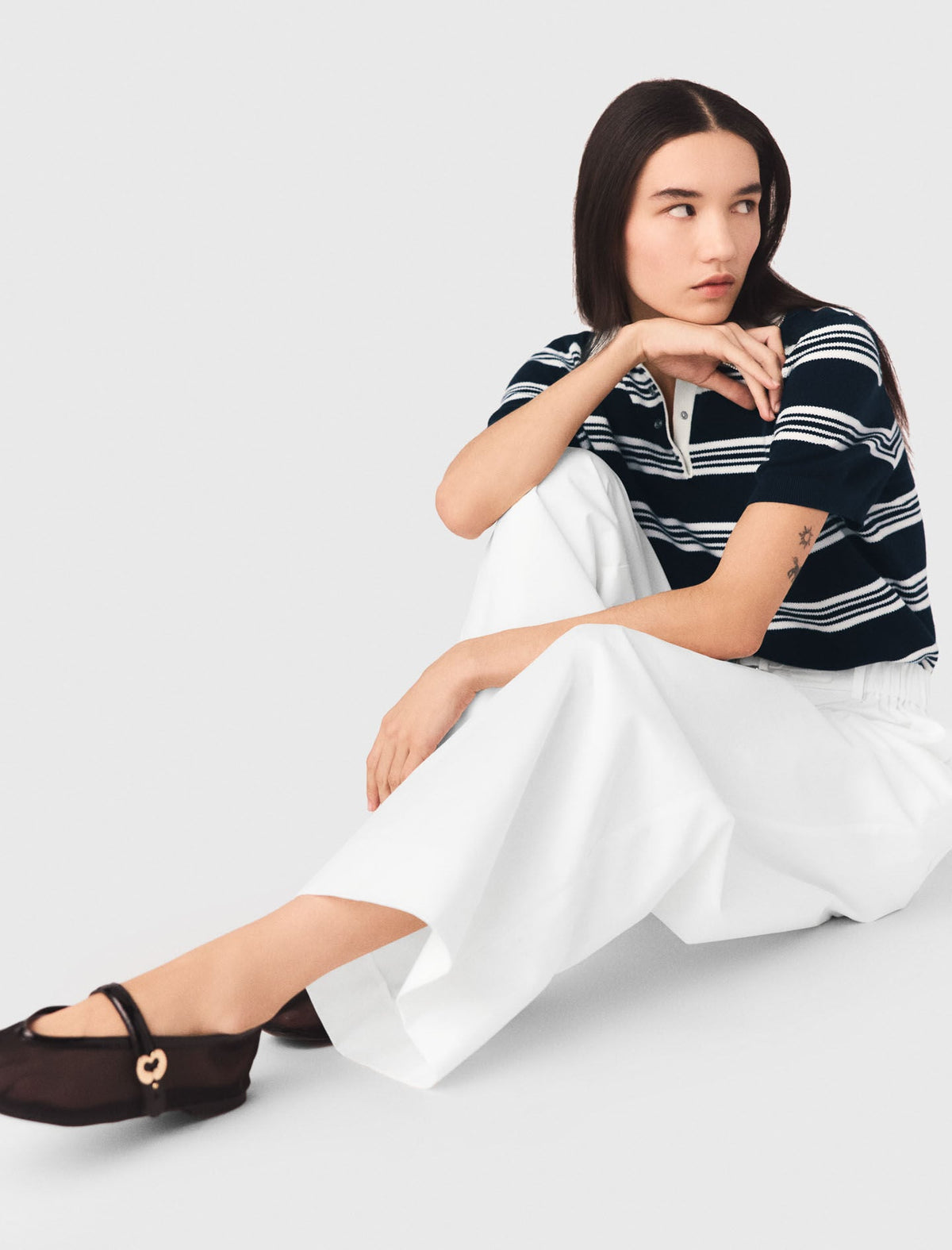 Wide-leg cotton trousers | Maje