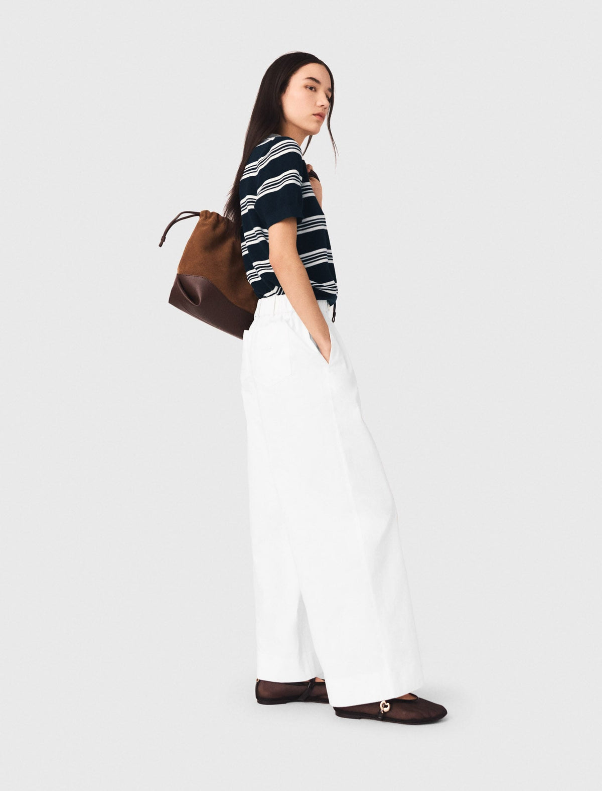 Wide-leg cotton trousers | Maje