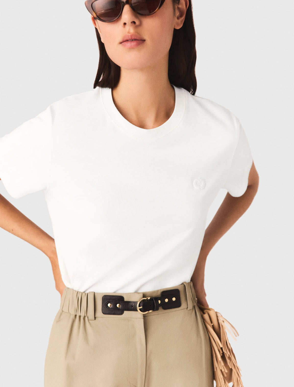 T-shirt with small embroidered logo | Maje