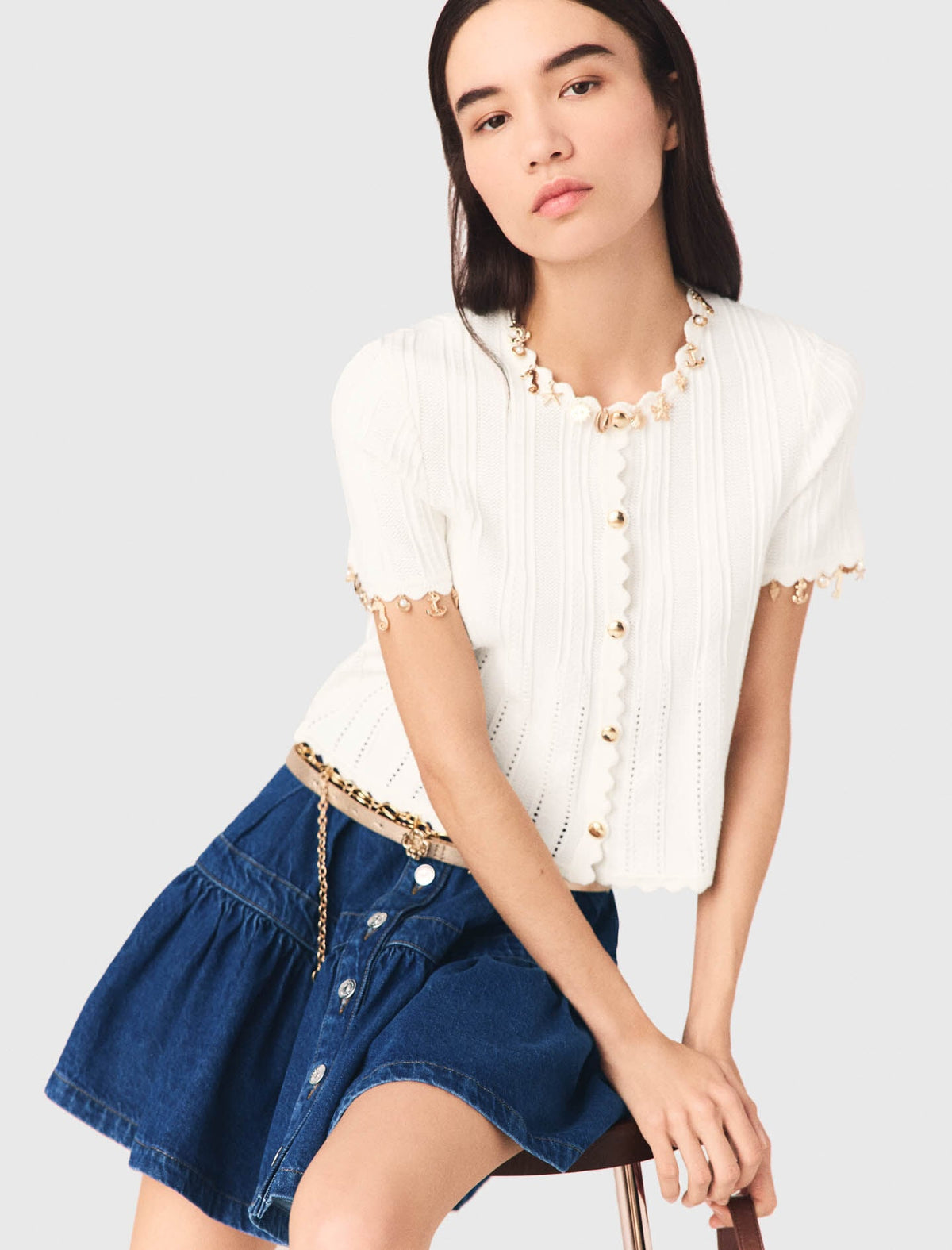 Gold jewellery cardigan | Maje