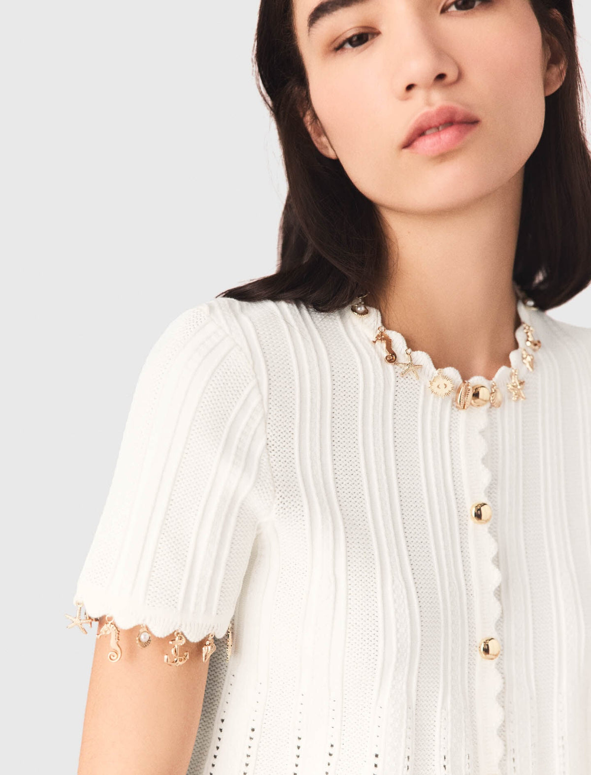 Gold jewellery cardigan | Maje