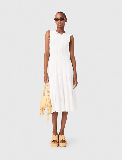 Knit dress with gold jewellery | Maje