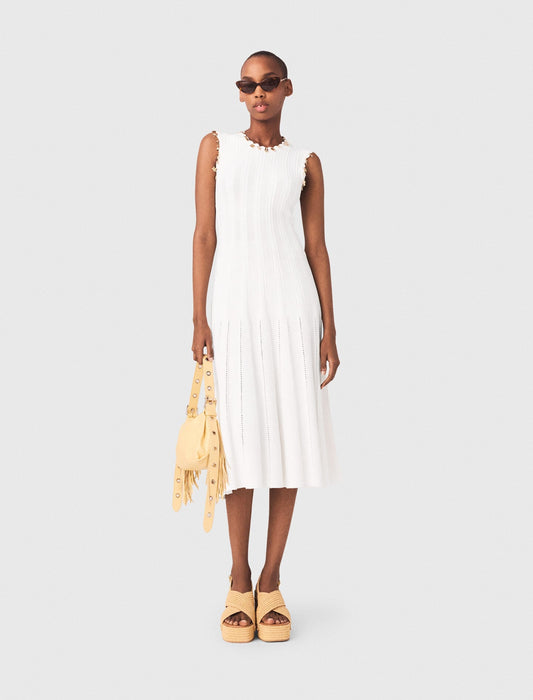 Knit dress with gold jewellery | Maje