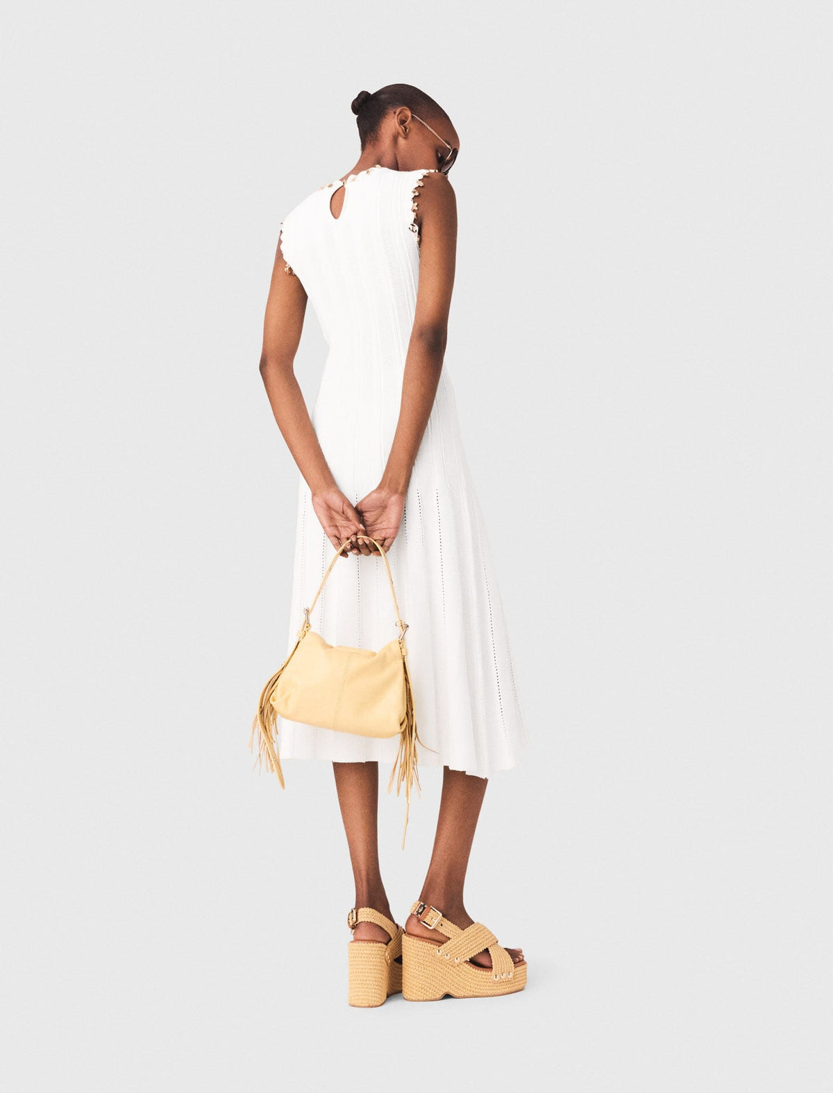 Knit dress with gold jewellery | Maje