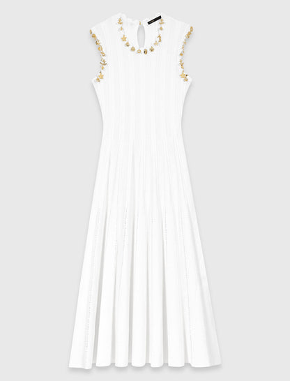 Knit dress with gold jewellery | Maje