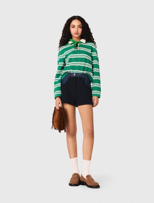 Cropped striped polo sweater | Maje