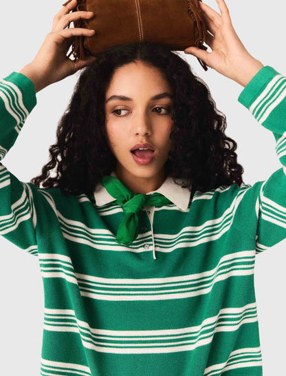Cropped striped polo sweater | Maje