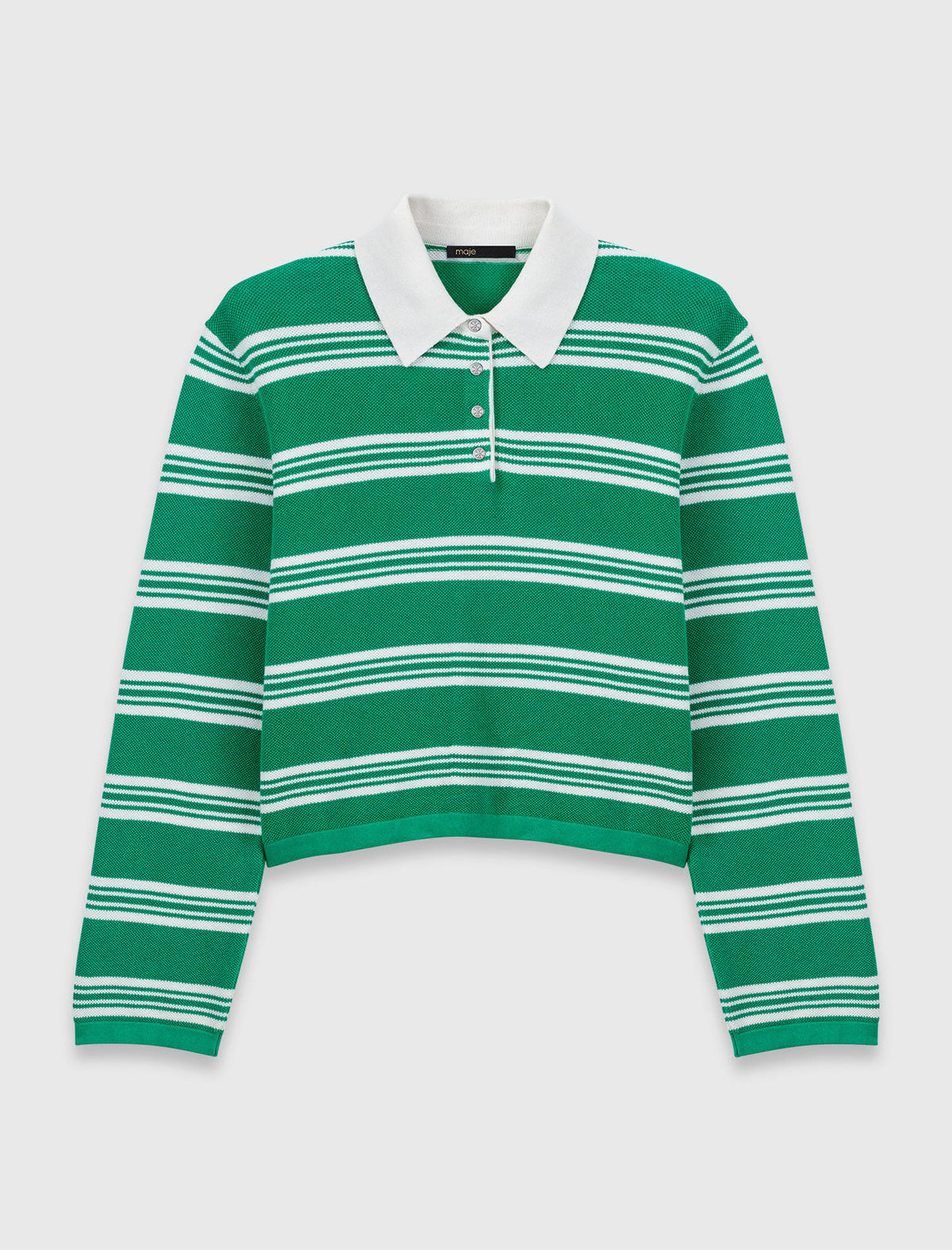 Cropped striped polo sweater | Maje