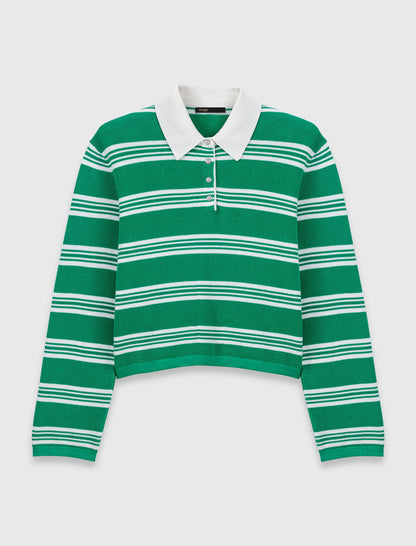 Cropped striped polo sweater | Maje