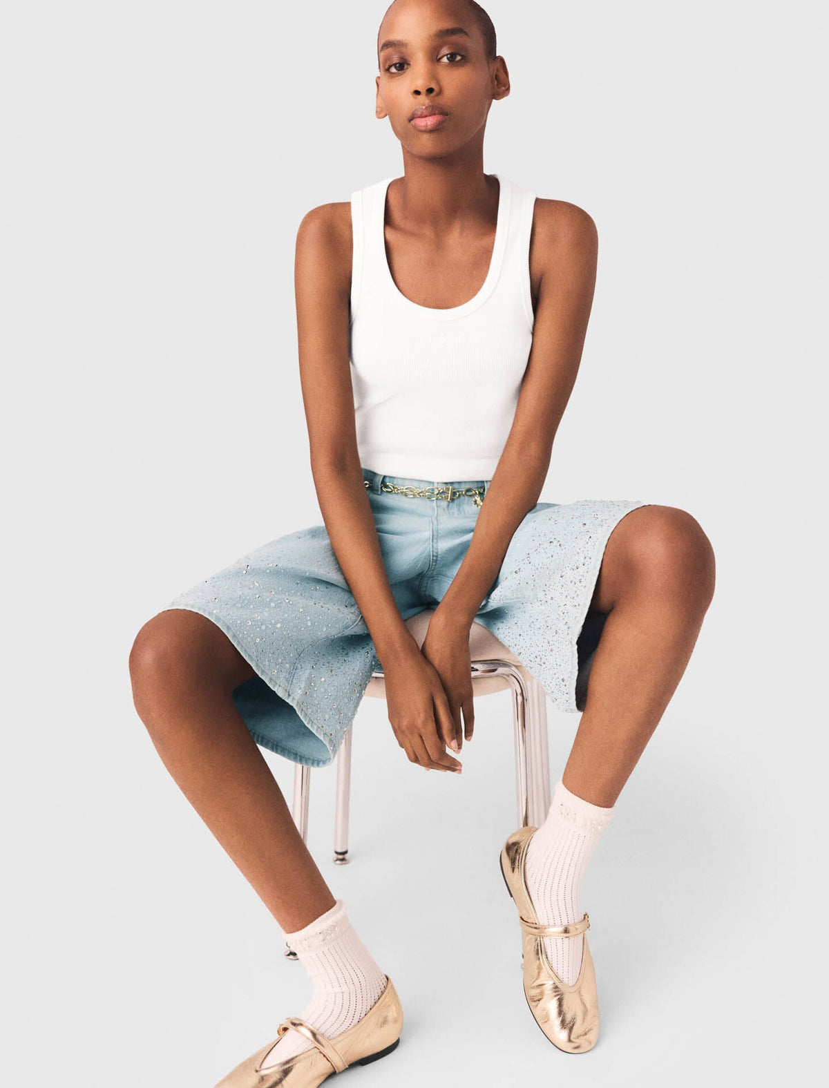 Rhinestone Bermuda shorts | Maje