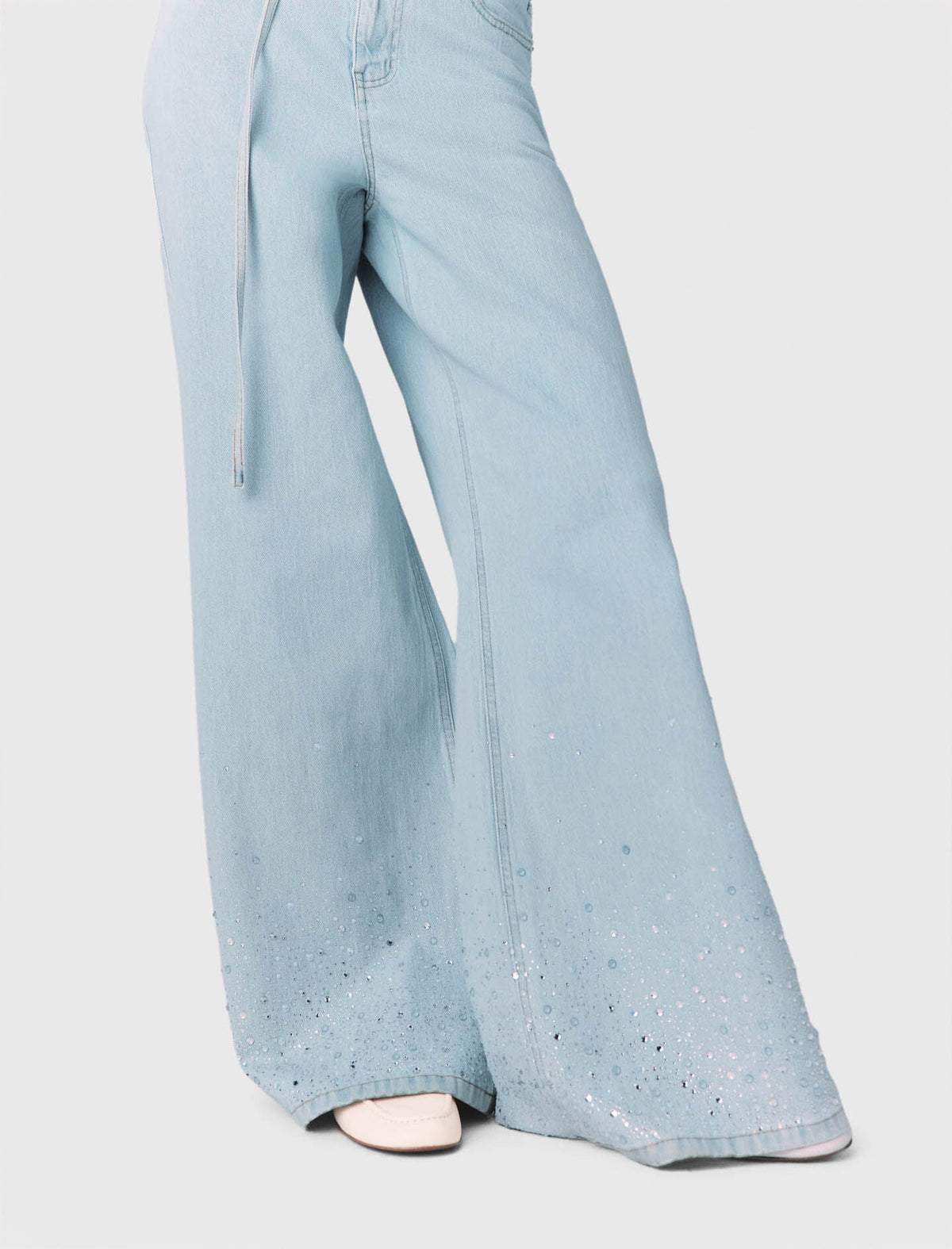 Wide-leg rhinestone jeans | Maje