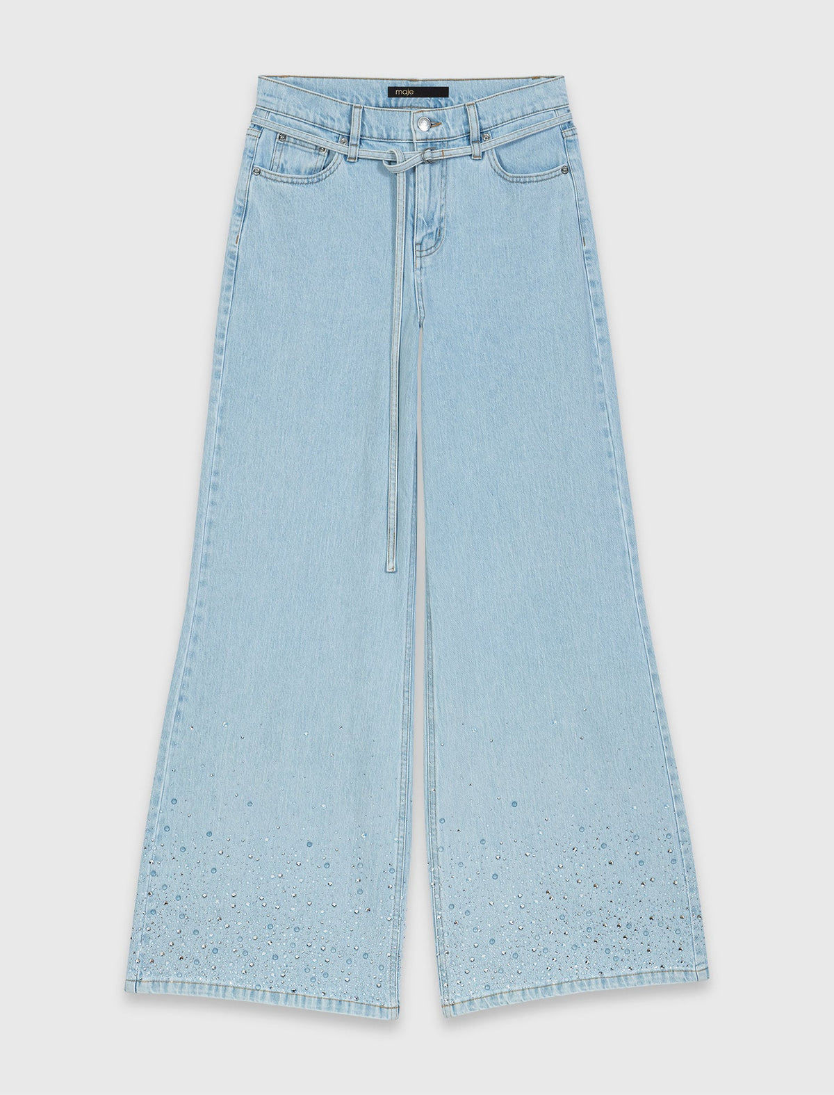 Wide-leg rhinestone jeans | Maje