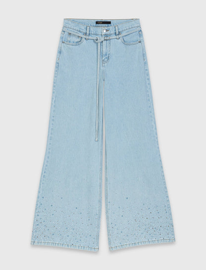 Wide-leg rhinestone jeans | Maje