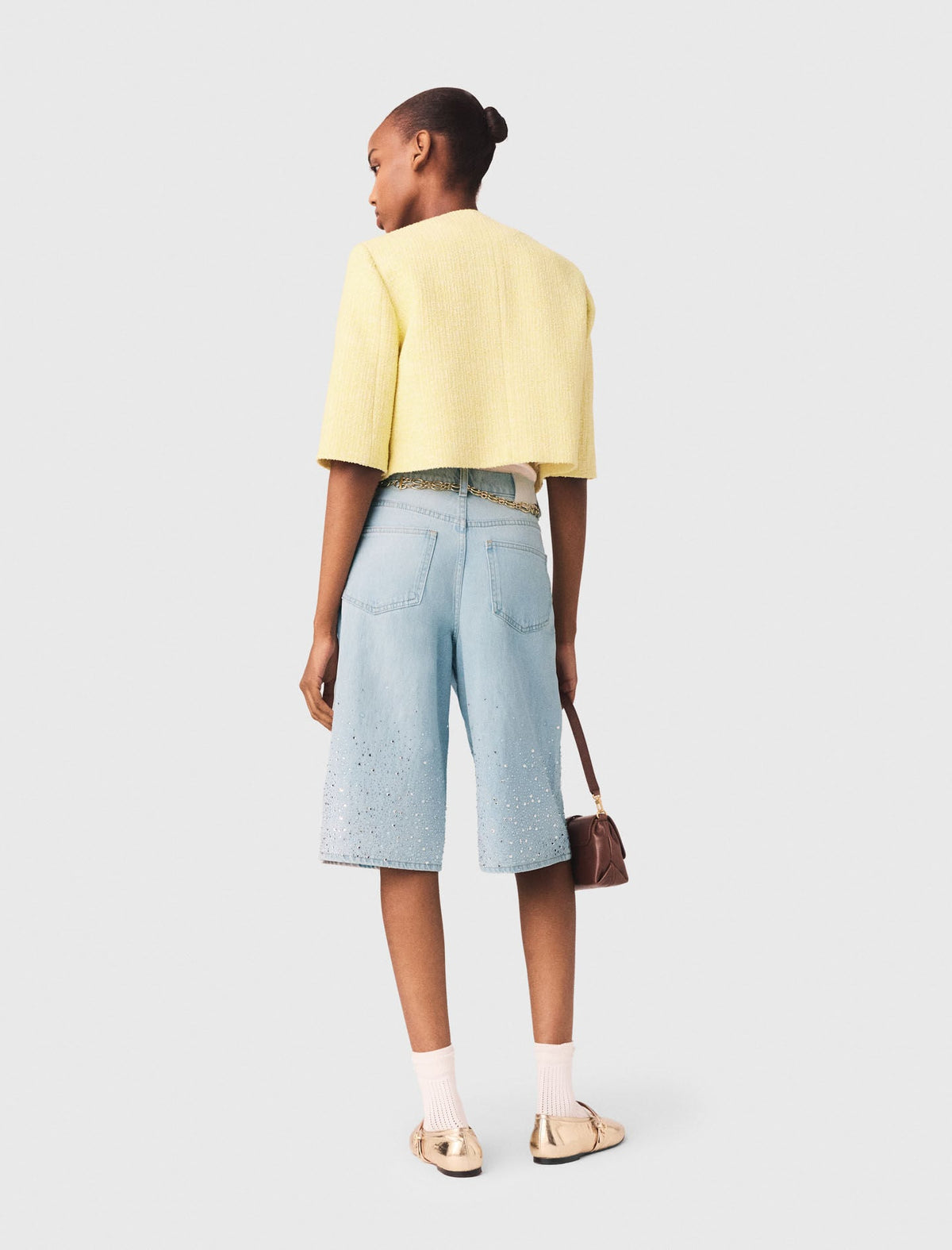 Short-sleeved tweed jacket | Maje