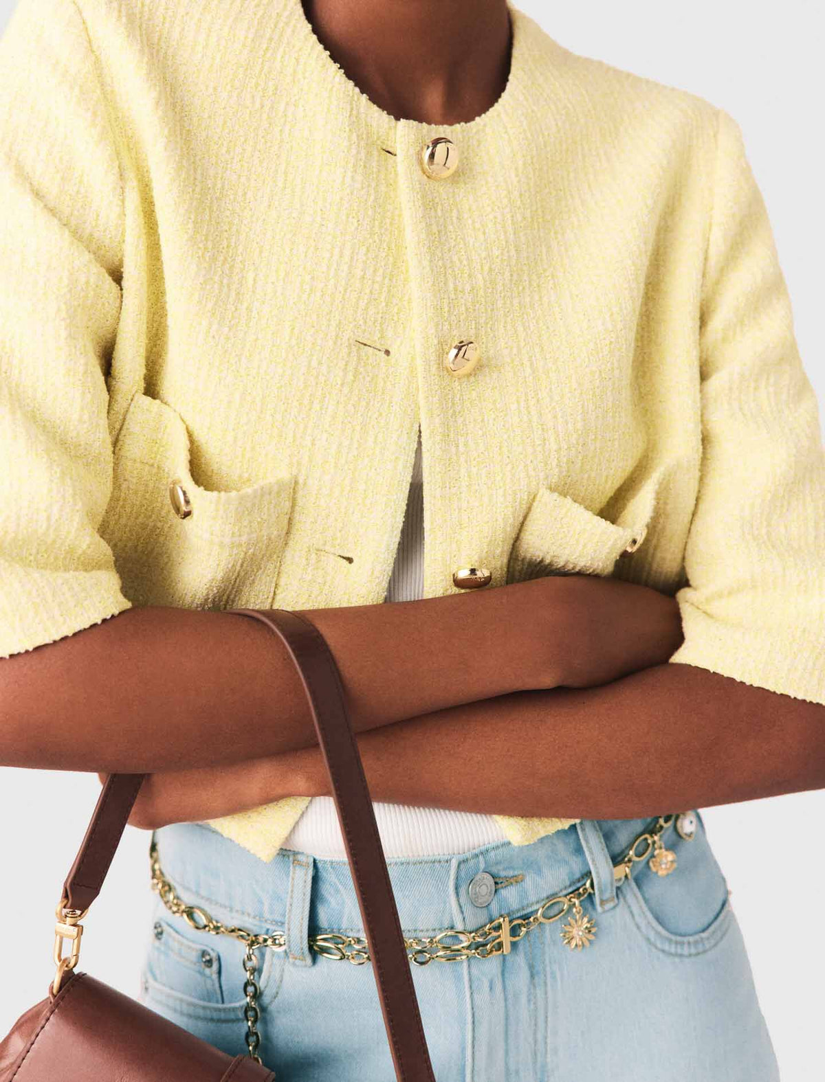 Short-sleeved tweed jacket | Maje