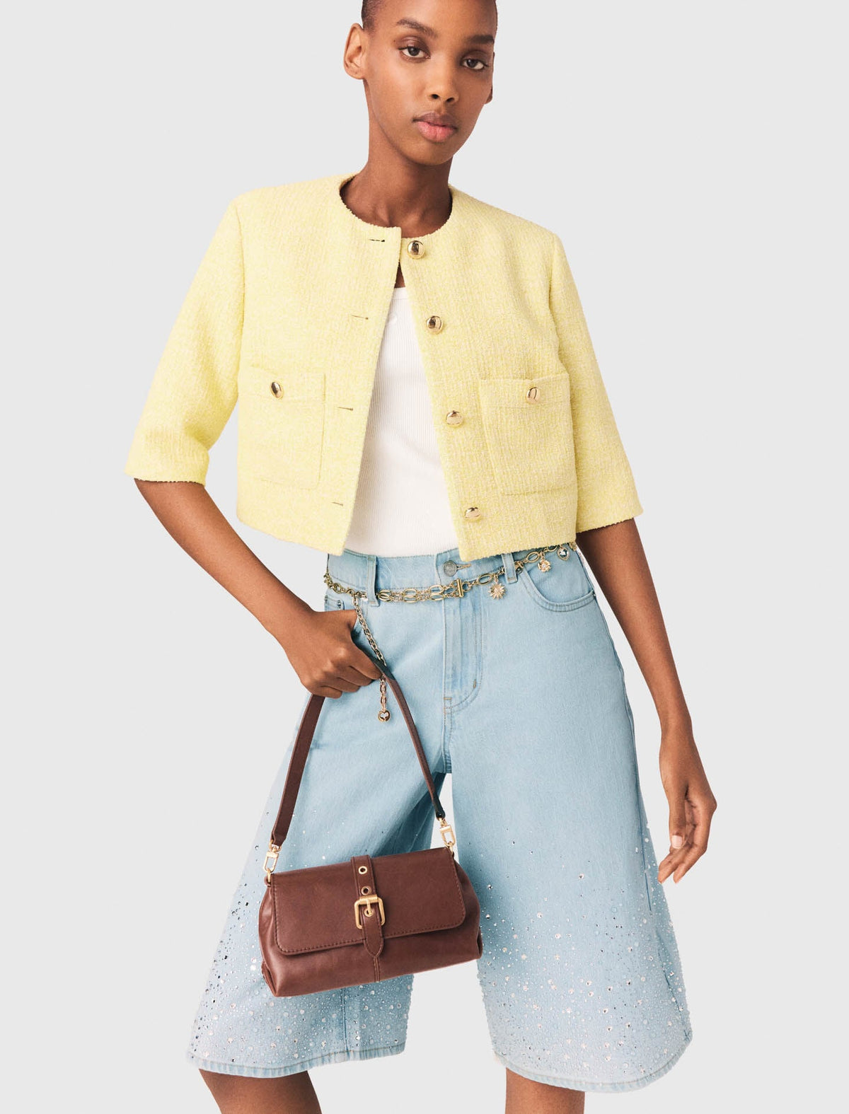 Short-sleeved tweed jacket | Maje