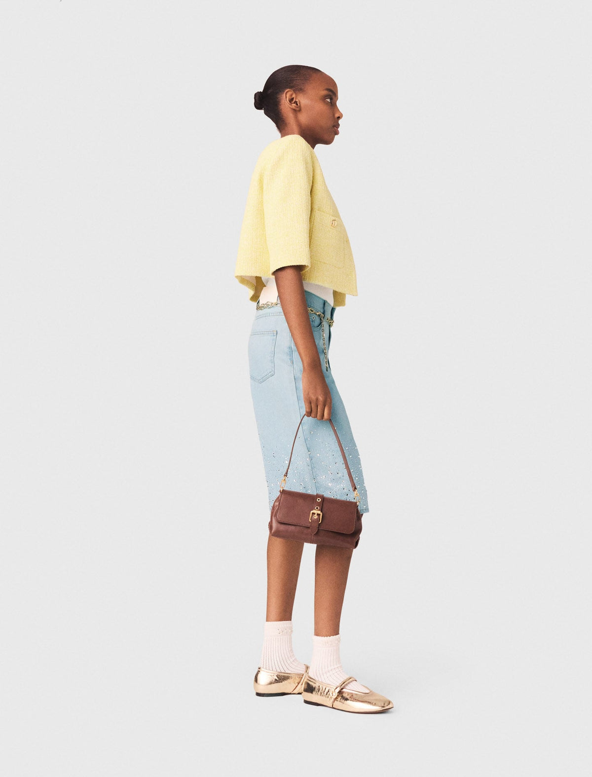 Short-sleeved tweed jacket | Maje