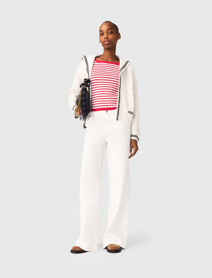 Cable-knit boat neck cardigan | Maje