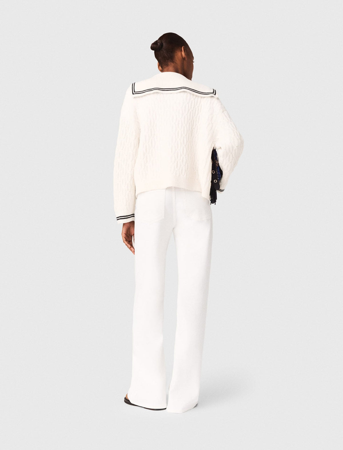Cable-knit boat neck cardigan | Maje