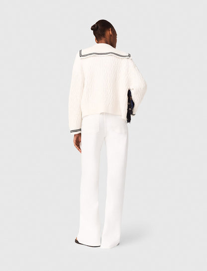 Cable-knit boat neck cardigan | Maje