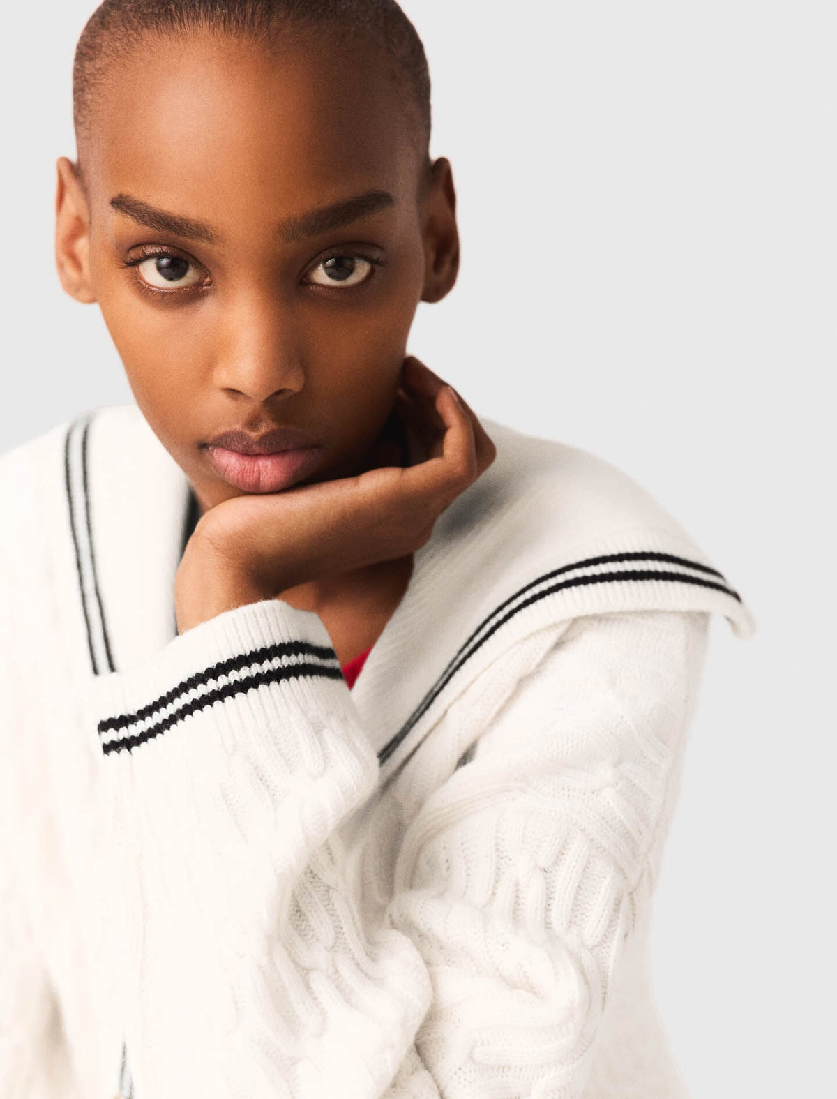 Cable-knit boat neck cardigan | Maje