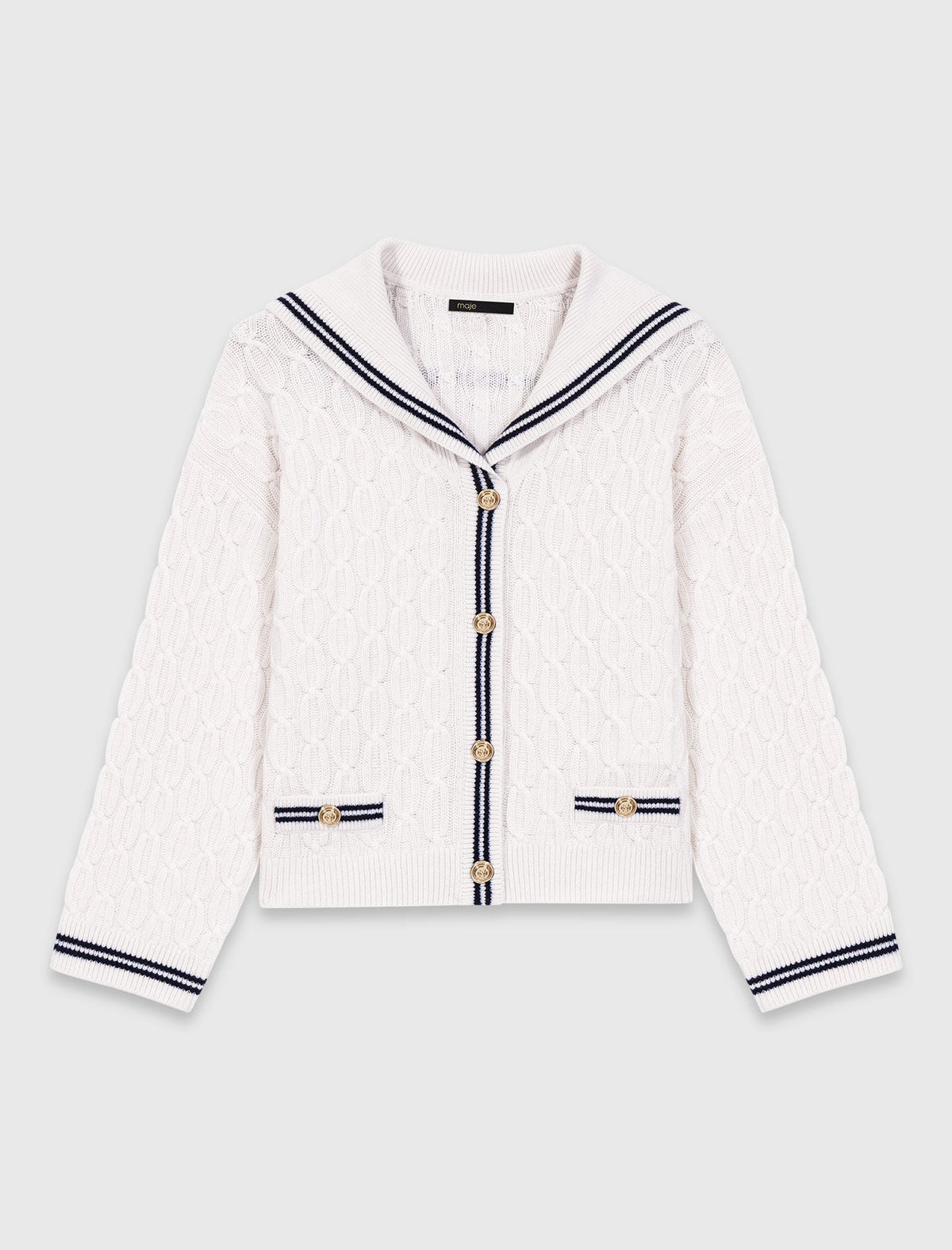 Cable-knit boat neck cardigan | Maje