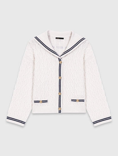 Cable-knit boat neck cardigan | Maje
