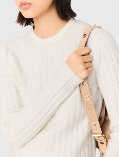 Pearl collar ribbed sweater | Maje