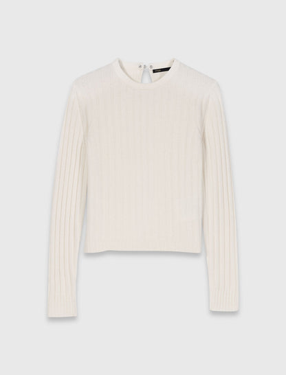 Pearl collar ribbed sweater | Maje