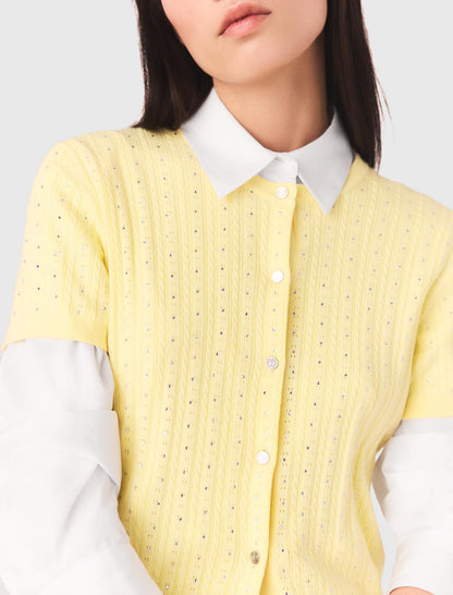 Cardigan with rhinestone neck | Maje