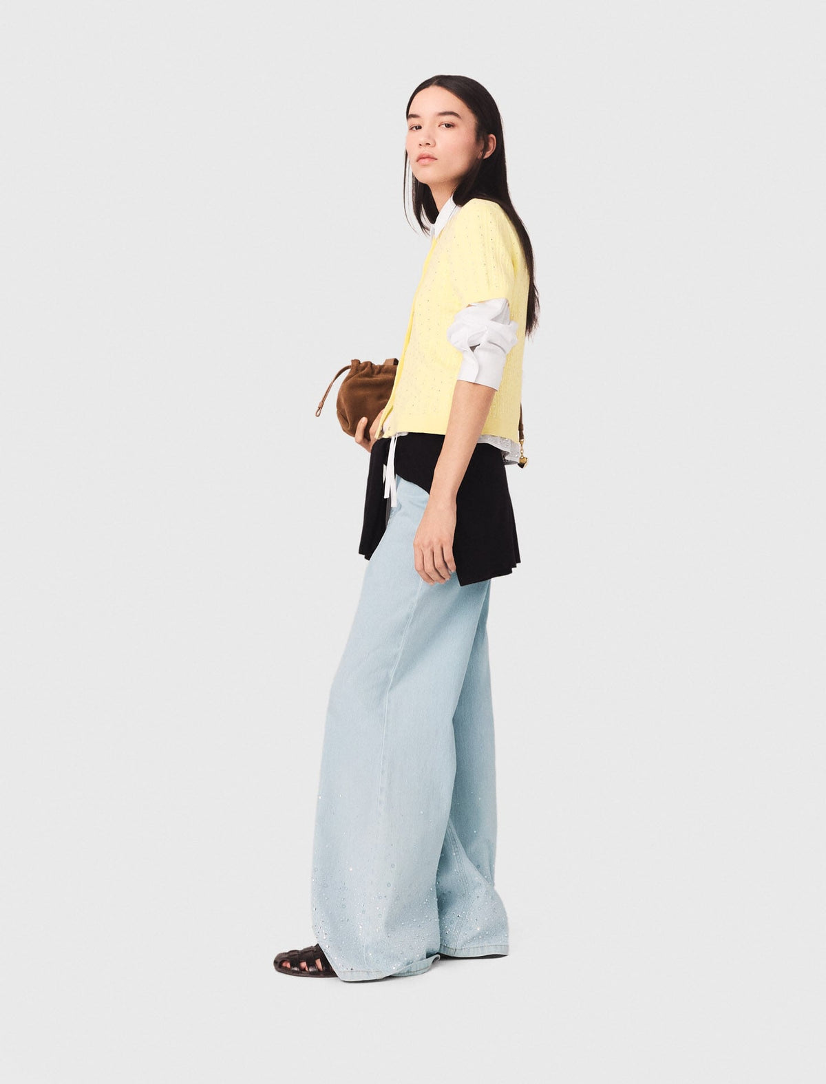 Cardigan with rhinestone neck | Maje