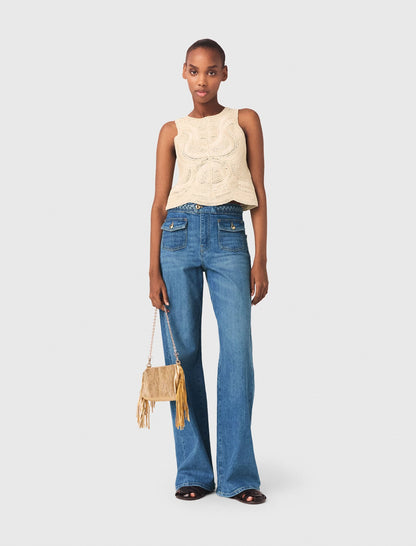 Sleeveless crochet-knit top | Maje