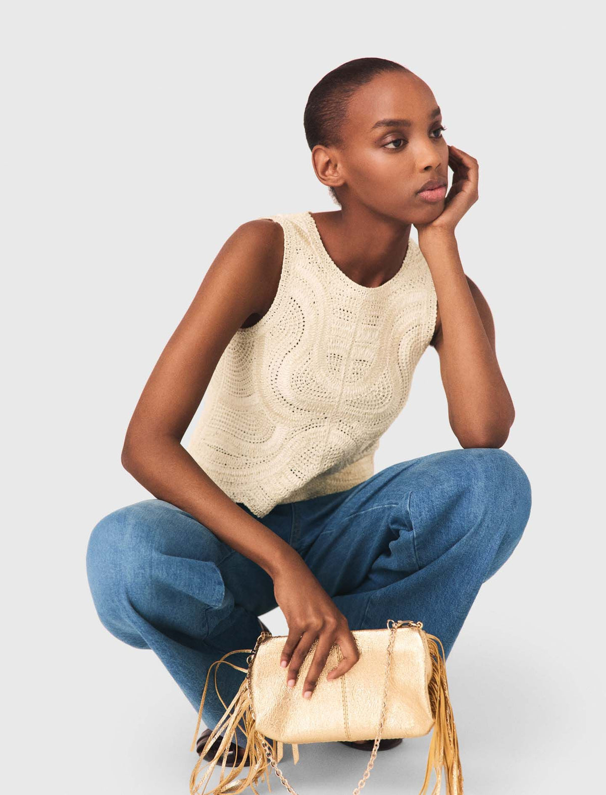 Sleeveless crochet-knit top | Maje