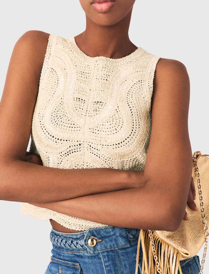 Sleeveless crochet-knit top | Maje