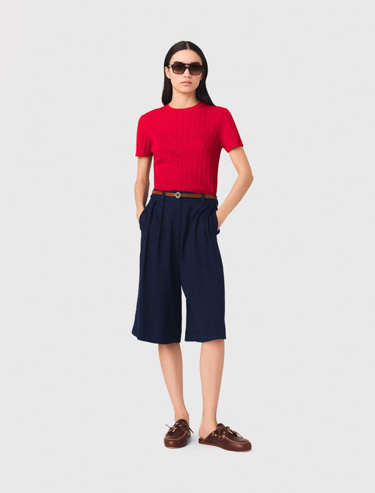 Linen-blend Bermuda shorts | Maje