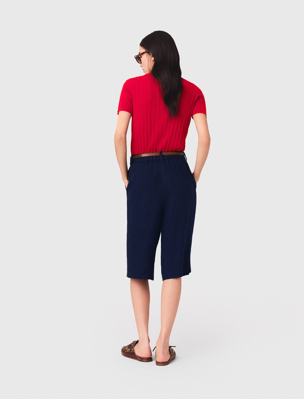 Linen-blend Bermuda shorts | Maje