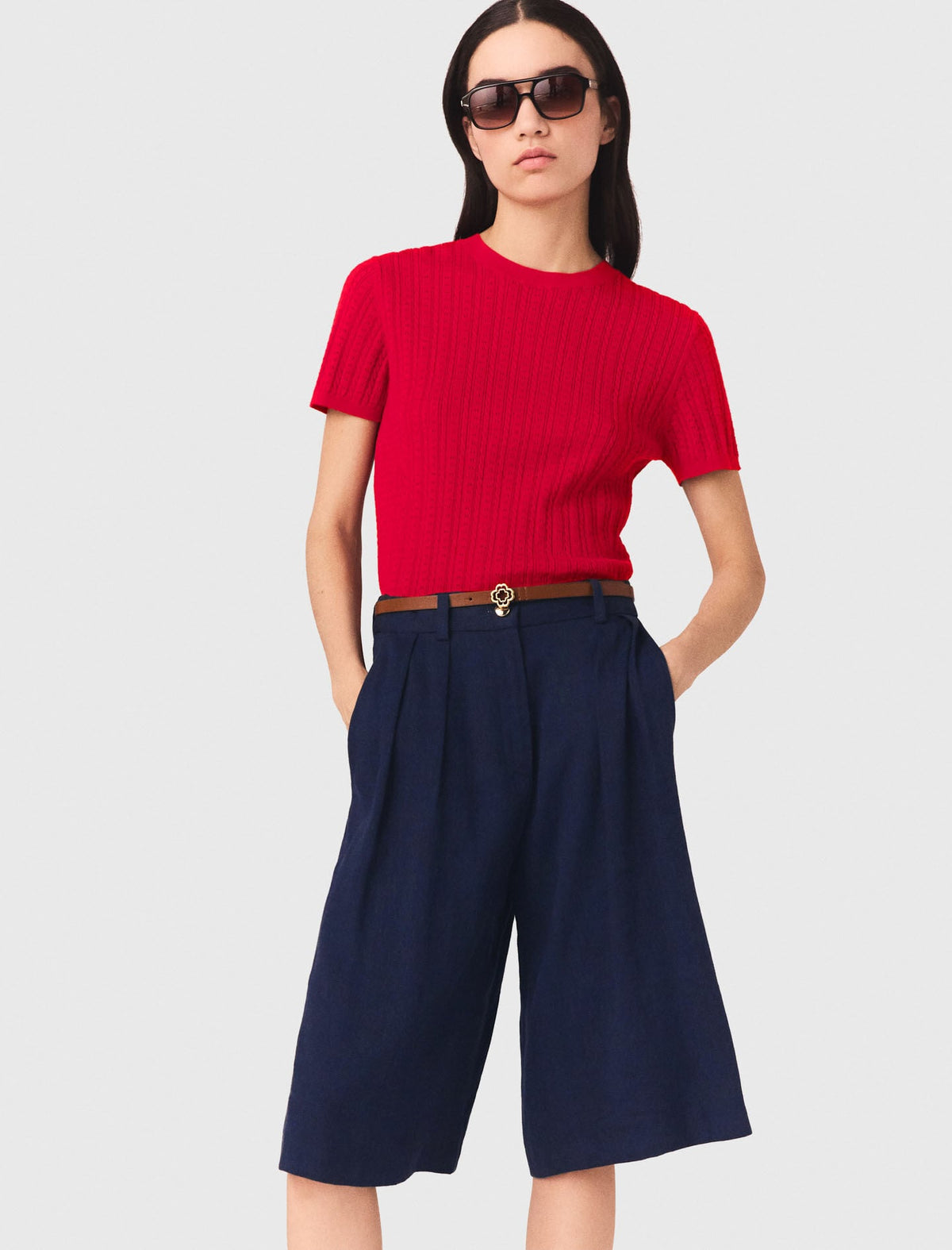 Linen-blend Bermuda shorts | Maje