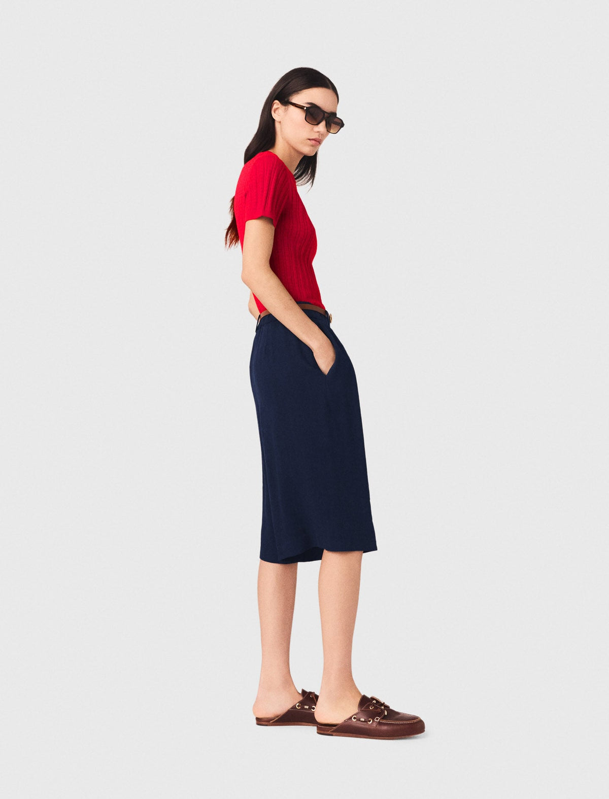 Linen-blend Bermuda shorts | Maje