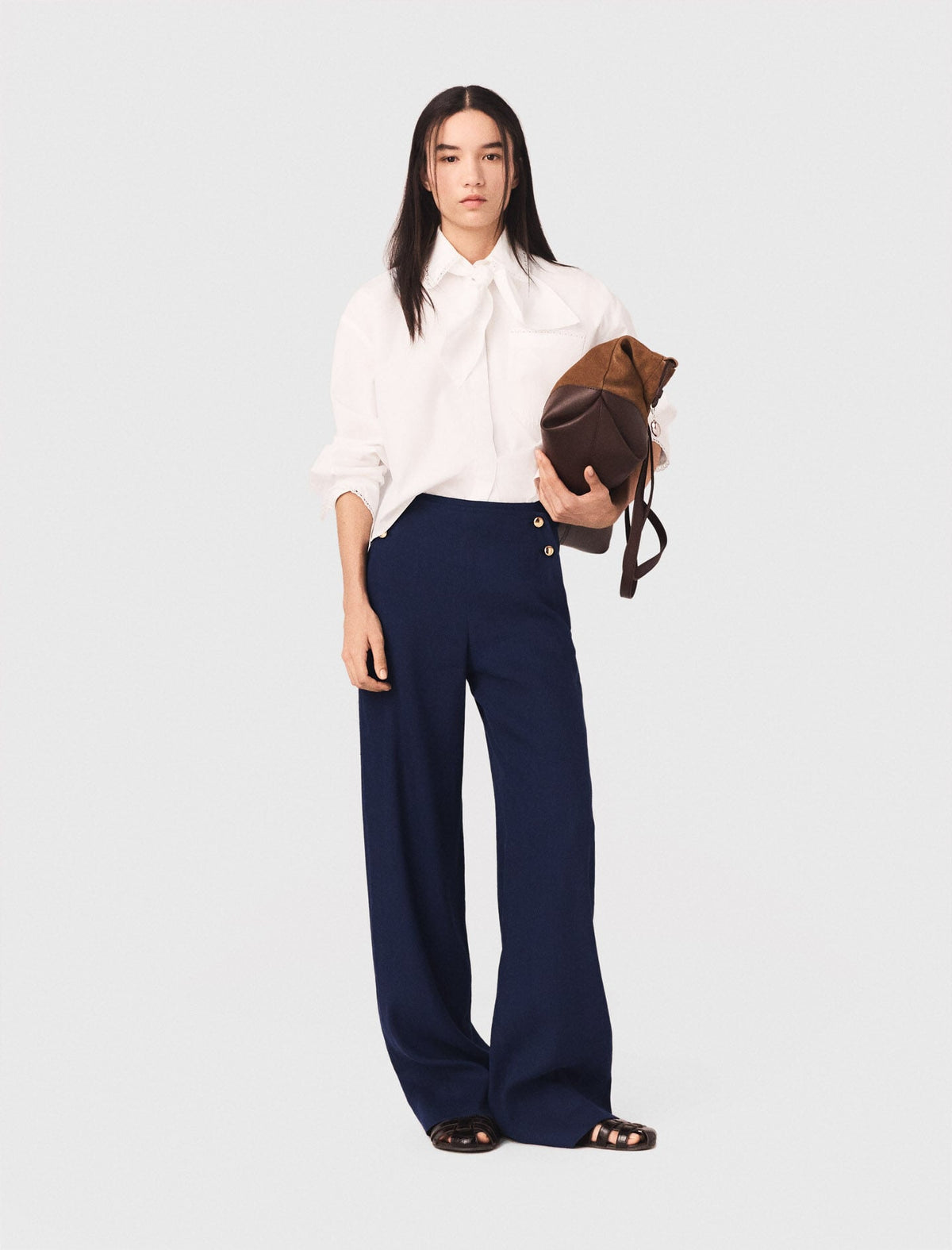 Linen-blend sailor trousers | Maje
