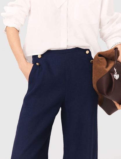 Linen-blend sailor trousers | Maje