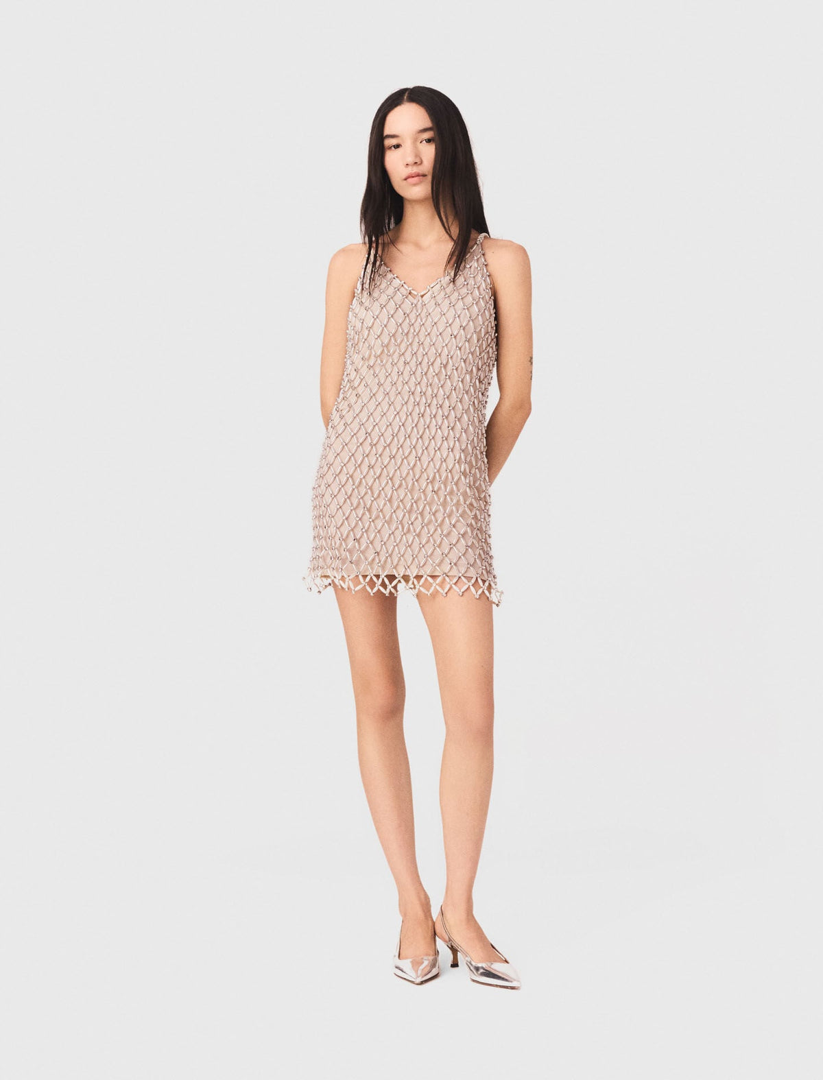 Short Beaded Dress With Lining | Maje