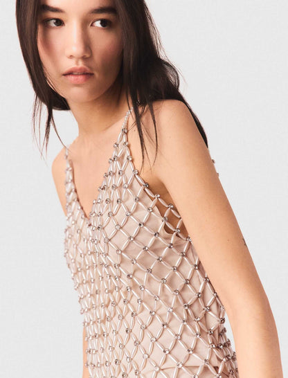 Short Beaded Dress With Lining | Maje