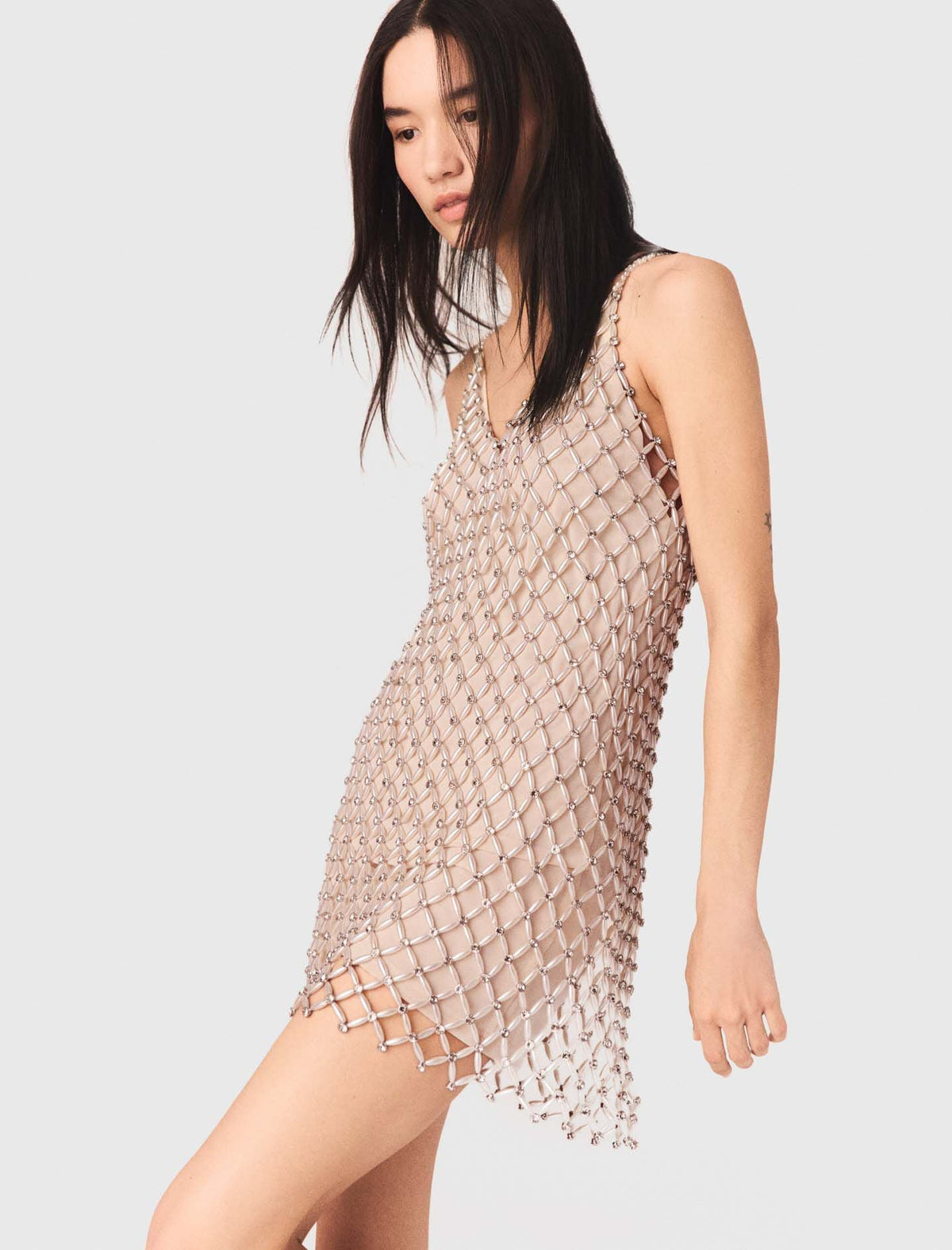 Short Beaded Dress With Lining | Maje