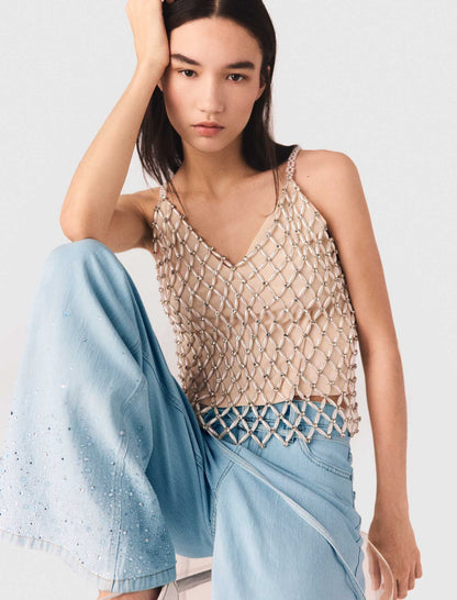 Beaded top with lining | Maje