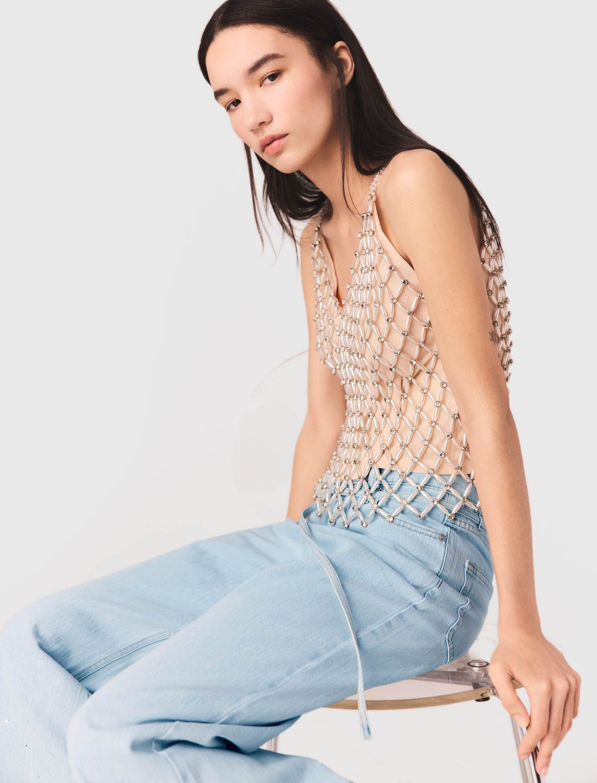 Beaded top with lining | Maje