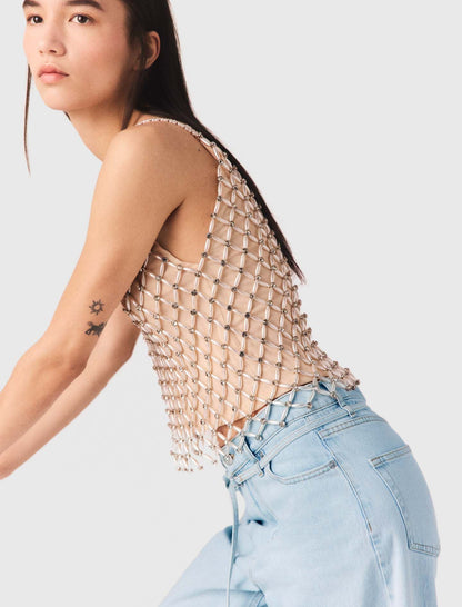 Beaded top with lining | Maje