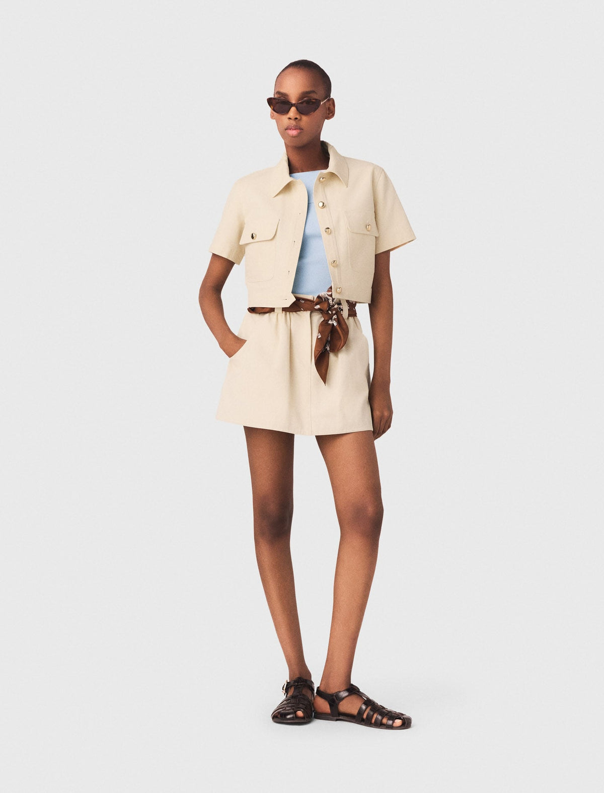 Short-sleeved cropped jacket | Maje