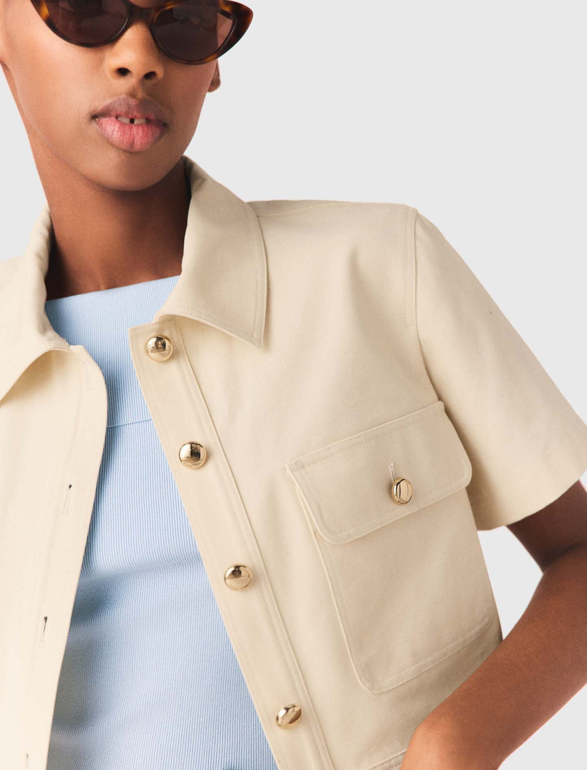 Short-sleeved cropped jacket | Maje